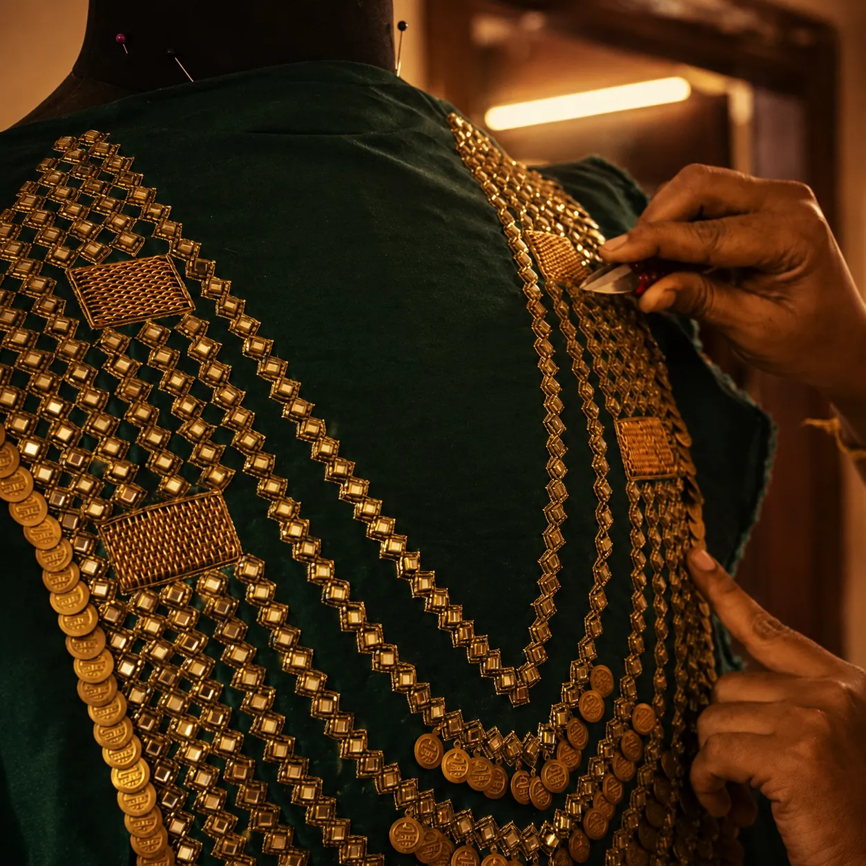 Hand zardozi embroidery details